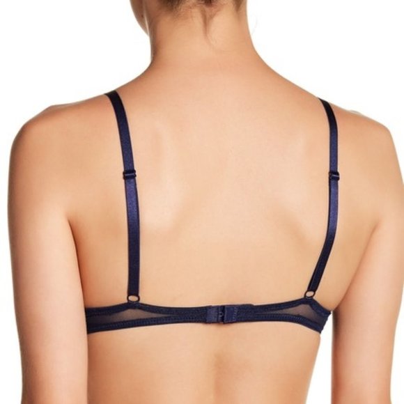 NEW! FREE PEOPLE INTIMATELY triangle underwire deep navy lace lacie bralette bra - Picture 3 of 6
